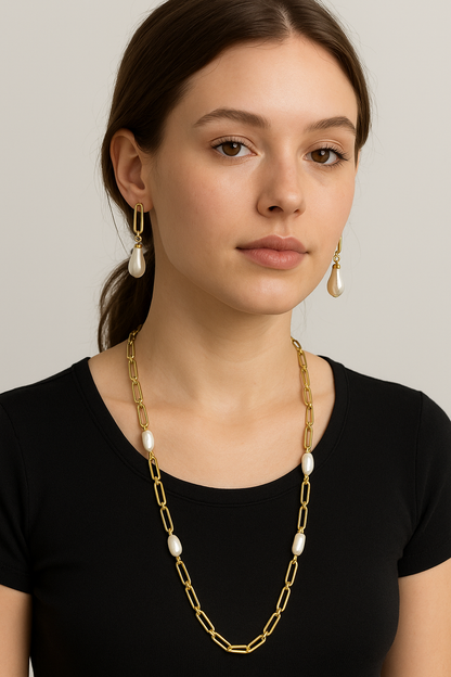 Paper Clip and pearl earring