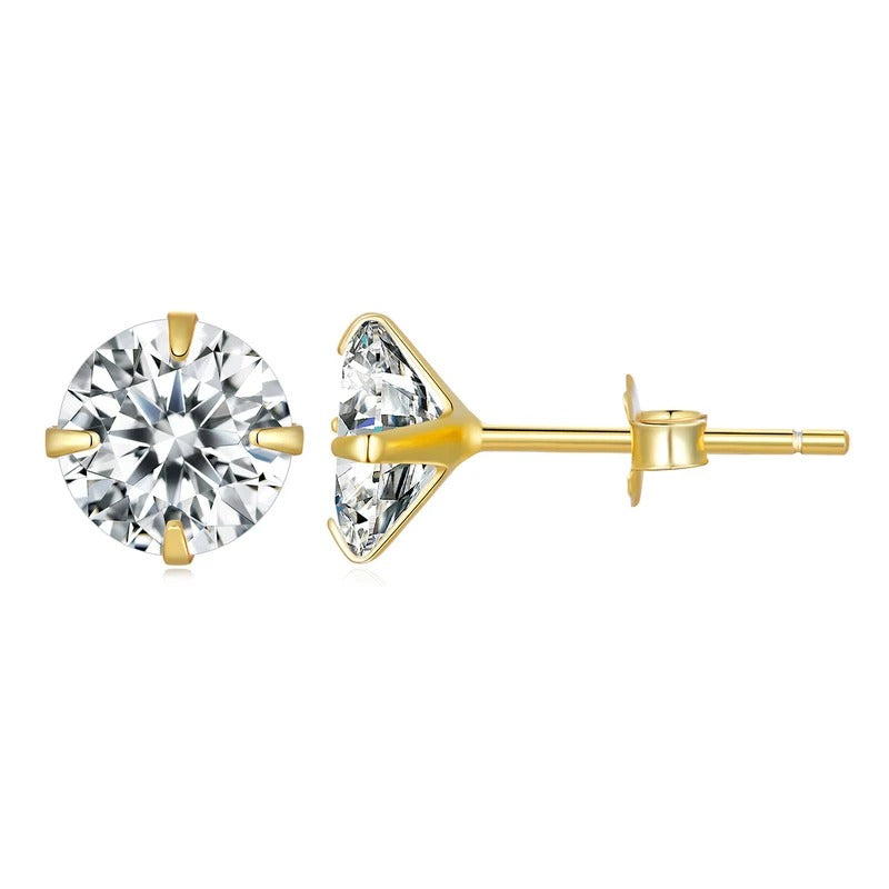 Sterling Silver Platinum Plated Stud Earrings