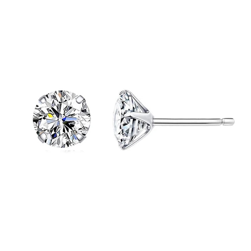 Sterling Silver Platinum Plated Stud Earrings